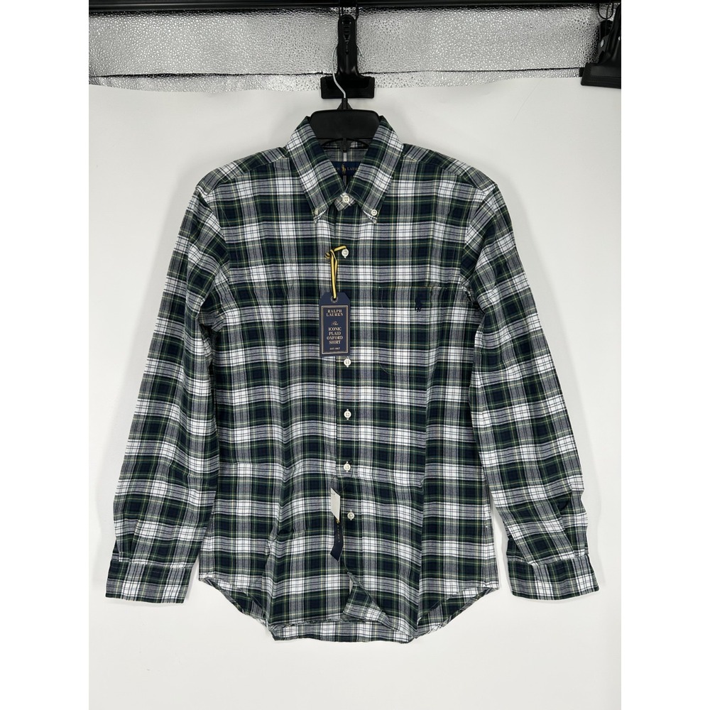 Polo Ralph Lauren Iconic Oxford Shirt Mens Small Green Plaid Button Down Pocket